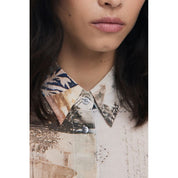 Beige Cotton Women Shirt