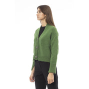 Green Merino Wool Women Cardigan