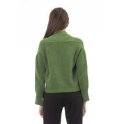 Green Merino Wool Women Cardigan