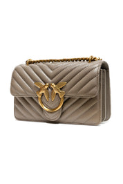 Grey Leather Love One Mini Shoulder Bag