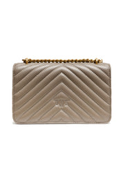 Grey Leather Love One Mini Shoulder Bag