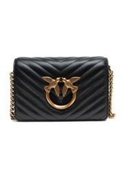 Black Leather Love Click Mini Shoulder Bag