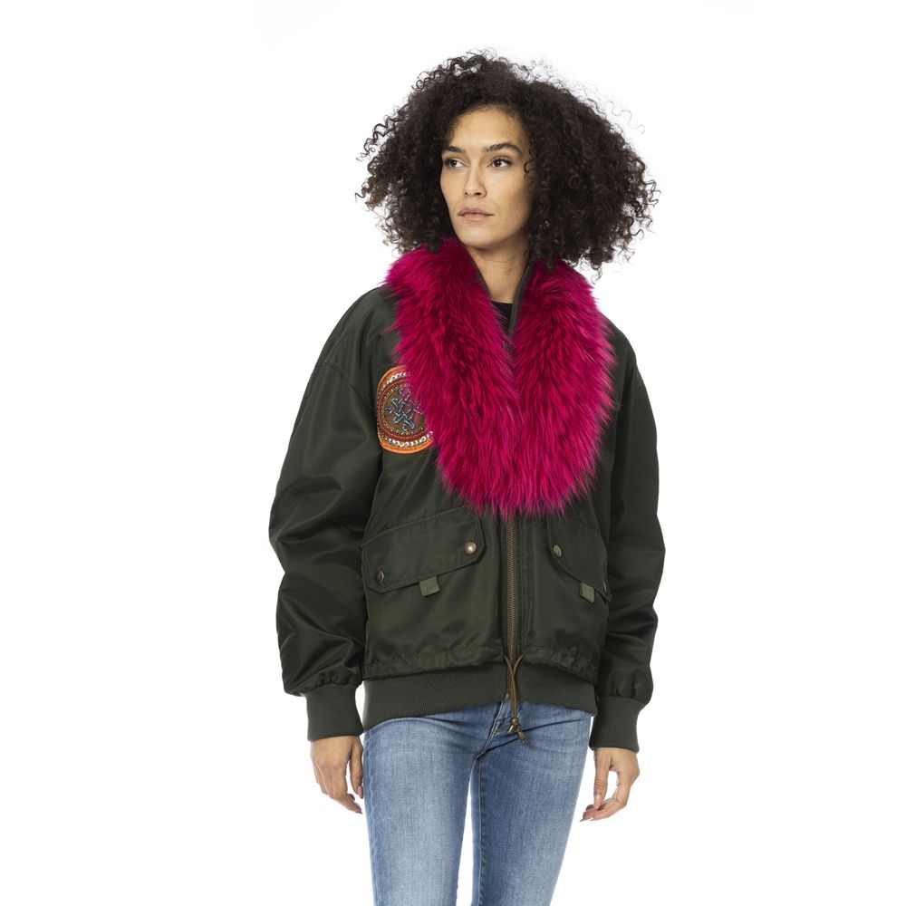 Green Polyamide Women Bomber Jacket