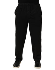 Black Cotton Blend Logo Waistband Trouser Pants