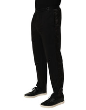Black Cotton Blend Logo Waistband Trouser Pants