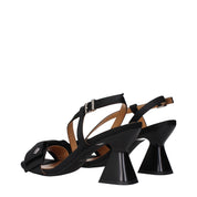 Black Fabric Platform Sandals