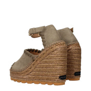 Green Leather Wedge Sandals