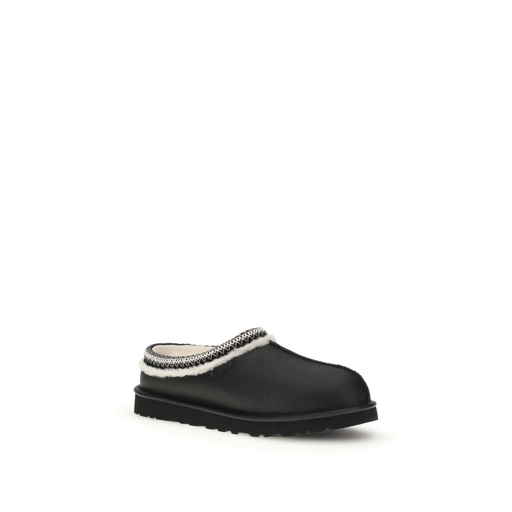 Black Leather Mules