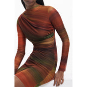 Orange Polyester Women Dress