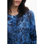 Blue Viscose Women Sweater