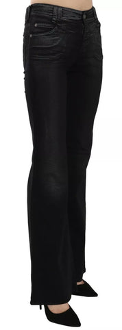 Black Washed High Waist Flared Denim Casual Pants Jeans