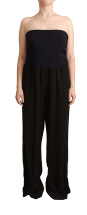 Black Lyocell Strapless Straight Trouser Jumpsuit