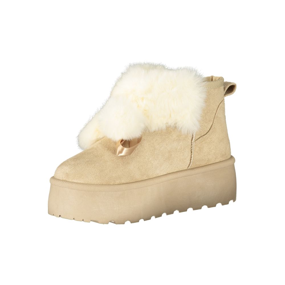 Beige Polyester Women Ankle Boot