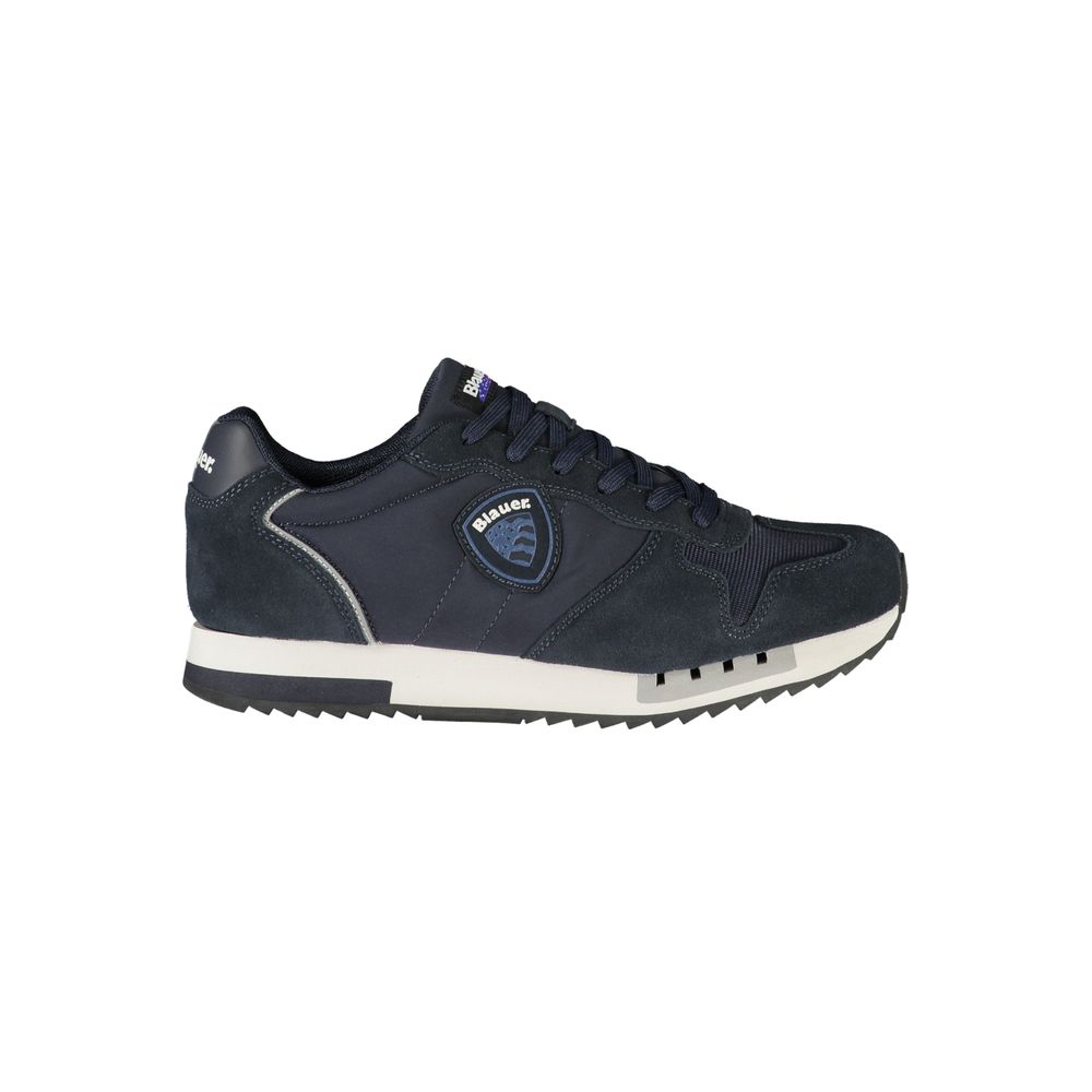 Blue Polyurethane Men Sneaker