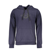 Blue Cotton Men Hoodie