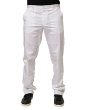 White Cotton Stretch Dress Formal Men Trouser Pants