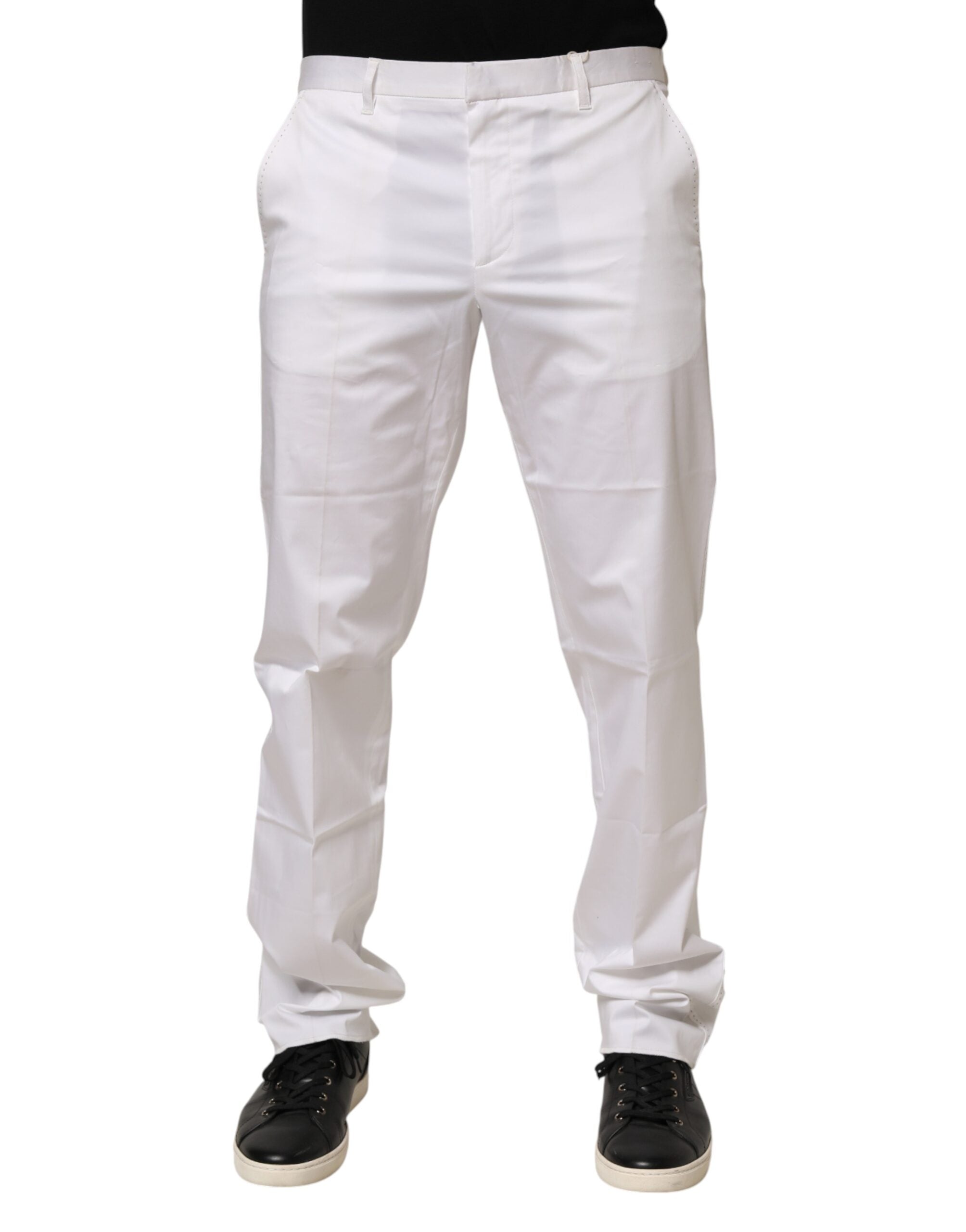 White Cotton Stretch Dress Formal Men Trouser Pants
