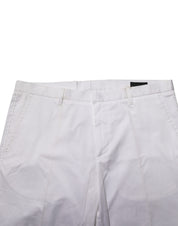 White Cotton Stretch Dress Formal Men Trouser Pants