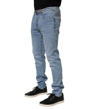 Light Blue Twister Low Waist Slim Fit Men Denim Jeans