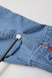 Blue Denim Slim Fit Collared Long Sleeve Casual Shirt