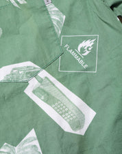 Green Printed Cotton Collared Short Sleeves Polo Shirt