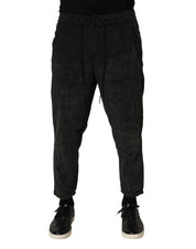 Black Mid Waist Cropped Corduroy Men Trouser Pants