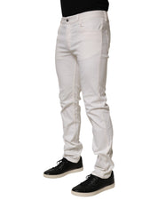 White Mid Waist Skinny Fit Denim Casual Trouser Jeans
