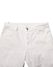 White Mid Waist Skinny Fit Denim Casual Trouser Jeans