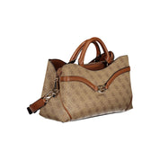 Beige Polyurethane Women Handbag