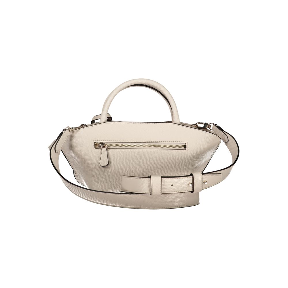 Beige Polyurethane Women's Handbag