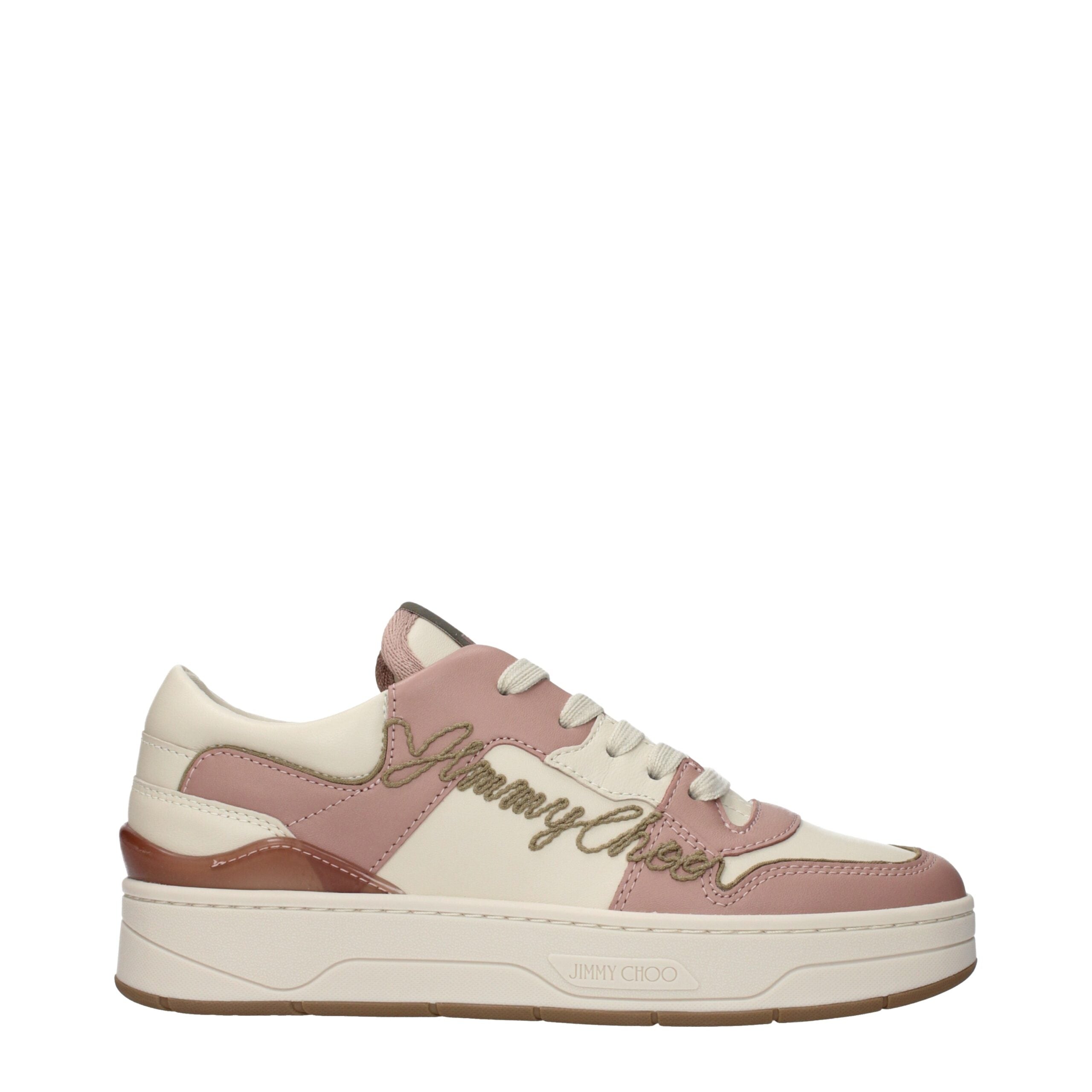 Pink Leather Low Top Sneakers