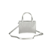 Silver Polyurethane Women's Handbag