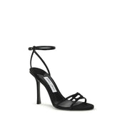 Black Calf Leather Bos Taurus Stiletto Heel Sandals