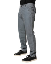 Gray Cotton Regular Fit Men Denim Trouser Jeans