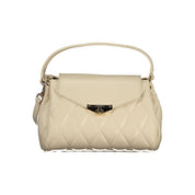 Beige Polyurethane Women's Handbag