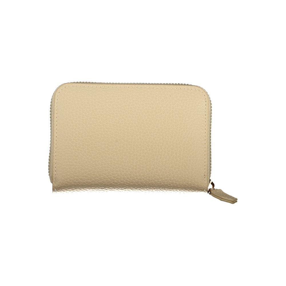 Beige Polyurethane Women Wallet