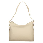 Beige Polyurethane Women Handbag