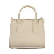 Beige Polyurethane Women Handbag