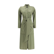 Green Silk Casual Dress
