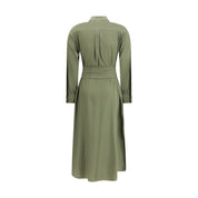 Green Silk Casual Dress