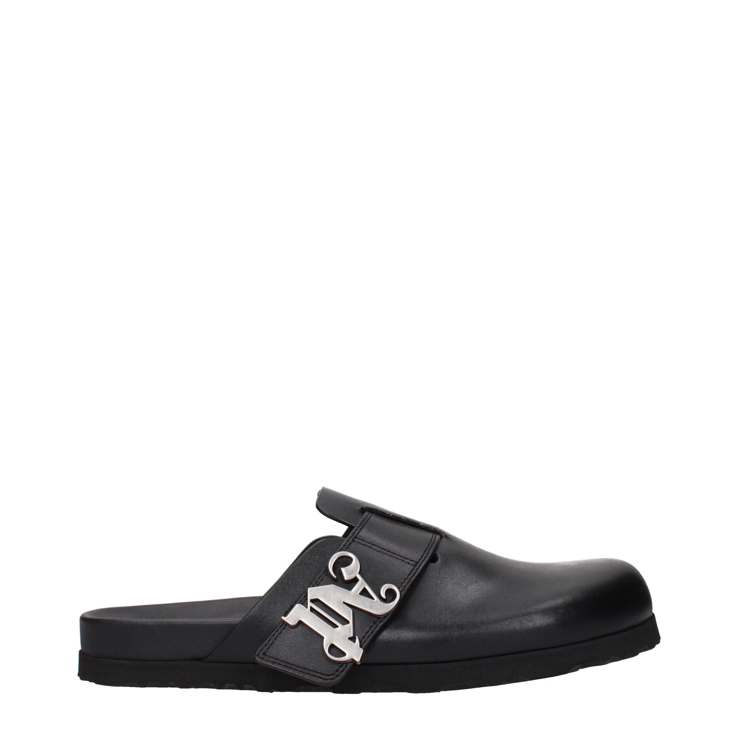 Black Leather Slippers