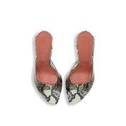 Green Pvc Stiletto Heel Sandals