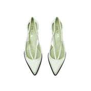 Green Silk Mid Heel Pumps