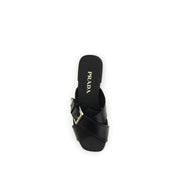 Black Calf Leather Bos Taurus Flat Sandals