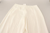 White High Waist Pleated Straight Formal Trouser Pants