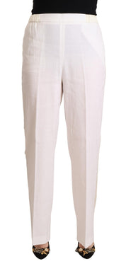 Linen White High Waist Straight Formal Trouser Pants