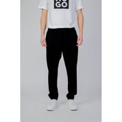 Black Polyester Casual Pants