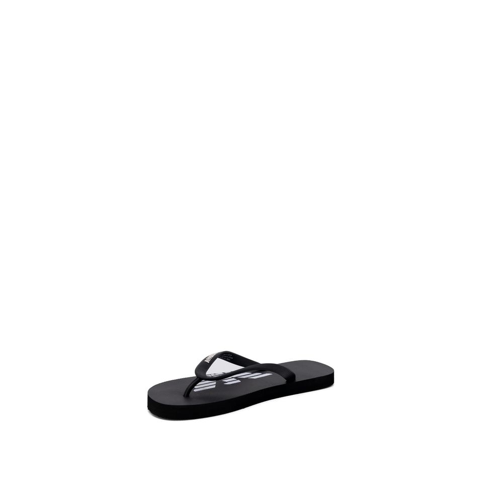 Black And White Rubber Flip-Flop Sandals