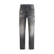 Gray Cotton Relaxed Fit Jeans