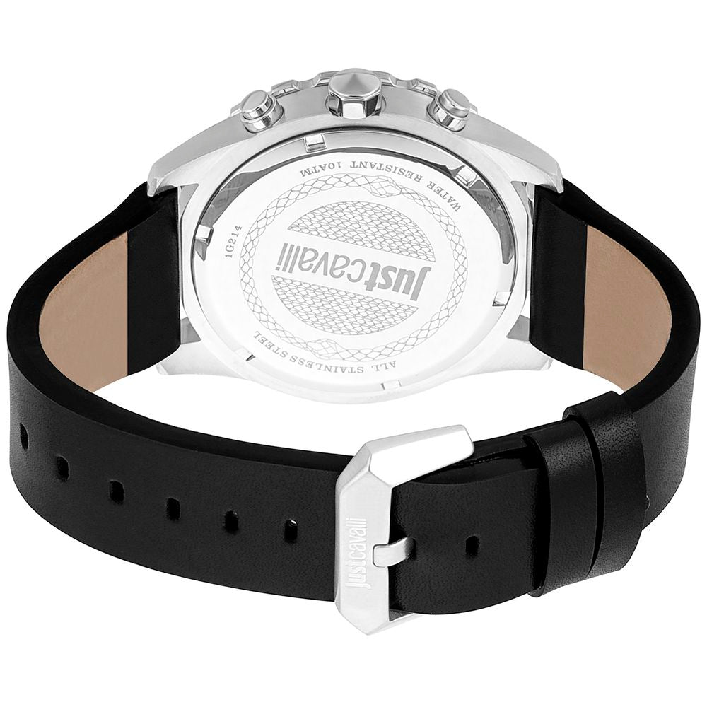 Black Leather Bracelet Watch